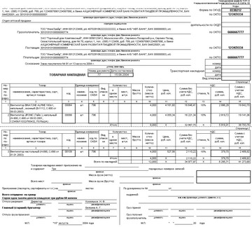Накладная ТОРГ-12 - типовая форма